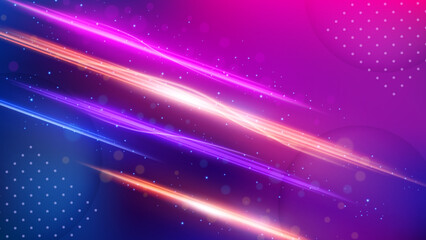 Obraz premium Straight Light Trail Background, Elegant Violet Line Crossing. Widescreen Vector Illustration