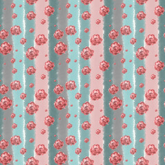 seamless pattern with red flowers anemones roses  , floral background, floral illustration for background , hand-drawn illustration