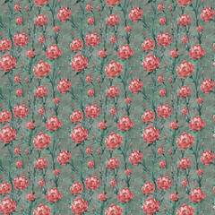 seamless pattern with red flowers anemones roses, floral background, floral illustration for background , hand-drawn illustration