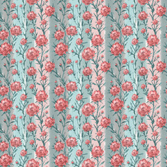 seamless pattern with red flowers anemones roses  , floral background, floral illustration for background , hand-drawn illustration