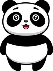 Cute Panda Bear Cartoon Character. Vector Hand Drawn Illustration Isolated On Transparent Background