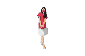 Vector illustration of elegant women posing