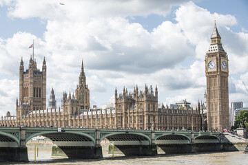 London, UK. Big Ben,  Houses of Parliament  during funeral ceremony of Queen Elizabeth II