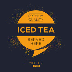 Creative (Iced tea) drink, Iced tea sticker, vector illustration.