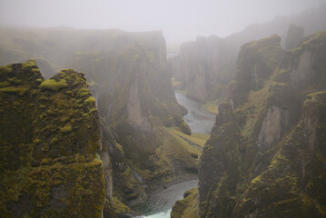 Foggy canyon in Iceland