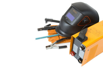 Inverter welding machine and mask on a white background
