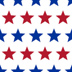 Horizontal rows with stars seamless pattern. American patriotic backgrounds. Independence day geometric prints. Perfect for election invitations. Holiday simple wallpaper.
