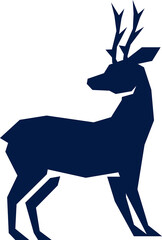Deer silhouette with sharp corners elements for greeting card or christmas celebration banner