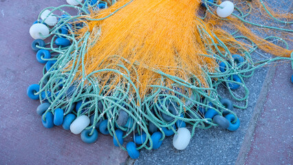 Close-up colorful fishing nets