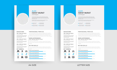 A4 and letter size professional CV Resume design for freelance and journalist, minimal job cv design