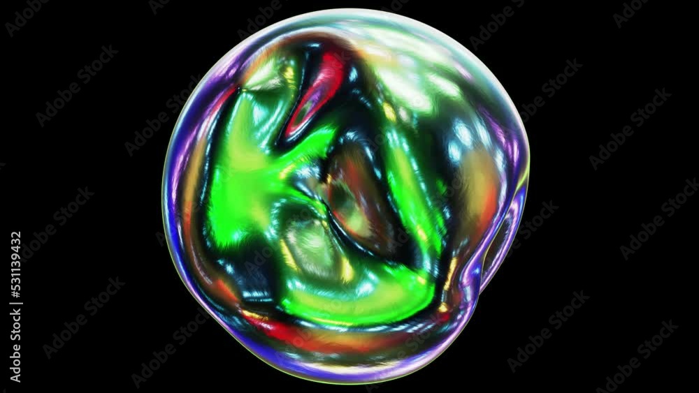 Aufkleber realistic looping 3d animation of the morphing and waving textured green iridescent alien organic sp