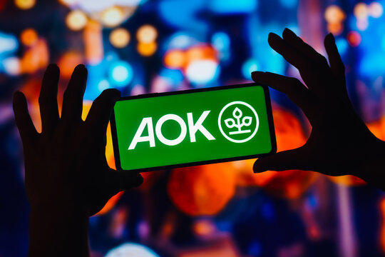 September 17, 2022, Brazil. In this photo illustration, the AOK Baden-W&uuml;rttemberg logo is seen displayed on a smartphone.