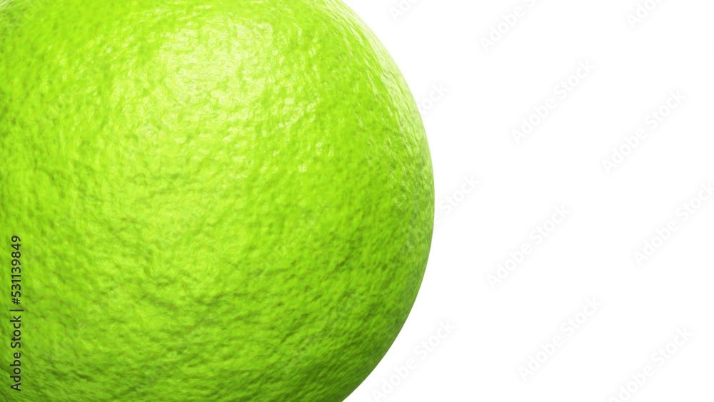 Poster closeup camera realistic looping 3d animation of the beautiful spinning lime rendered in uhd with al