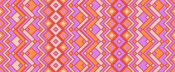Asymmetric rhombus traditional motifs vector geometric pattern.