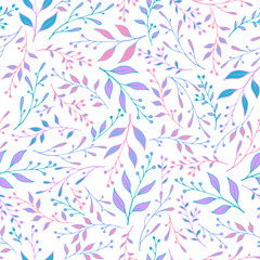Fototapeta na wymiar Floral leaf stem pattern seamless vector.