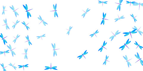 Magic cyan blue dragonfly isolated vector illustration. Summer cute damselflies. Fancy dragonfly isolated dreamy wallpaper. Sensitive wings insects graphic design. Garden creatures