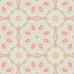 Ottoman authentic floral vector seamless ornament. Batik print design. Retro dutch motif. Floor print design. Flower and leaves composition.