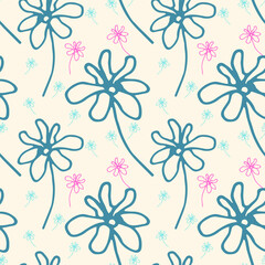 Cute flower patterns in a small flower. Geometric seamless vector texture. Modern abstract flower.