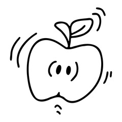 Doodle cartoon contour apple