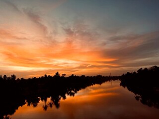 sunset over the lake