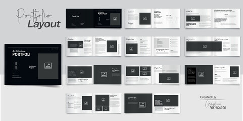 Architecture Portfolio Template Design Multipurpose Portfolio Template Design Portfolio Design Interior Brochure Layout Design  - obrazy, fototapety, plakaty