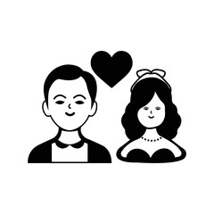 Couple romantic heart love icon | Black Vector illustration |