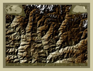 Yangtse, Bhutan. Labelled points of cities