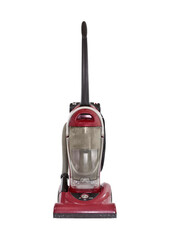 Old used red vacuum isolated.