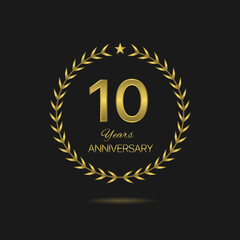 Fototapeta premium Ten Anniversary golden laurel wreath label Vector