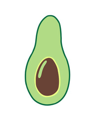 Avocado in section vector illustration. Vector slice of avocado clip art