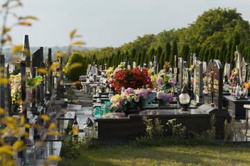 A view of the cemetery on an autumn afternoon.