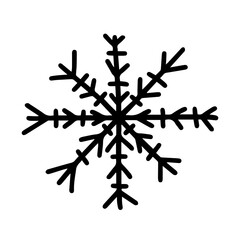 Doodle snowflake vector illustration. Hand drawn simple snowflake isolated.
