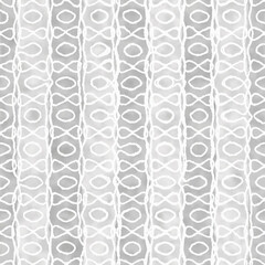 Gray Watercolor Drawn Effect Ornate Striped Textured Pattern