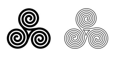 Triskelion Triskele Ancient Ornament Sign Symbol Icon Logo Vector Illustration Isolated on WhiteTriskelion Triskele