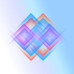 Neon geometric shapes on a light background. Modern vector illustration. Futuristic design.