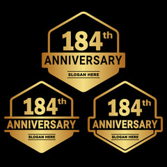184 years anniversary celebration logotype. 184th anniversary logo collection. Set of anniversary design template. Vector and illustration.