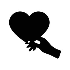 Hand love mini heart icon | Black Vector illustration |