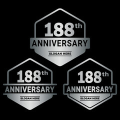 188 years anniversary celebration logotype. 188th anniversary logo collection. Set of anniversary design template. Vector and illustration.