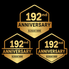Obraz premium 192 years anniversary celebration logotype. 192nd anniversary logo collection. Set of anniversary design template. Vector and illustration.