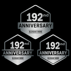 Obraz premium 192 years anniversary celebration logotype. 192nd anniversary logo collection. Set of anniversary design template. Vector and illustration.