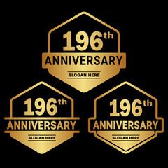 196 years anniversary celebration logotype. 196th anniversary logo collection. Set of anniversary design template. Vector and illustration.