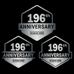 196 years anniversary celebration logotype. 196th anniversary logo collection. Set of anniversary design template. Vector and illustration.