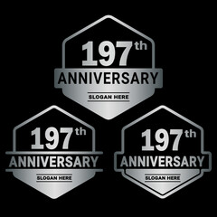 Obraz premium 197 years anniversary celebration logotype. 197th anniversary logo collection. Set of anniversary design template. Vector and illustration.