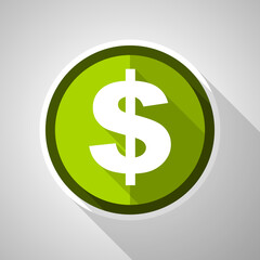 US dollar green vector icon, flat design business symbol
