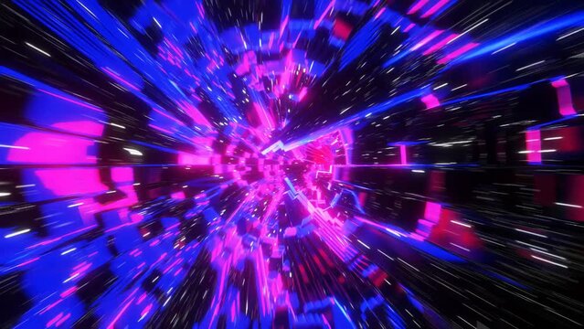 3d abstract tunnel of blue-pink pink color. The speed of light tunnel 