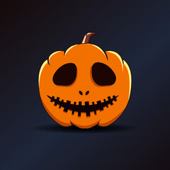 Orange Halloween pumpkin with Scary smile for Happy Halloween Vector illustration