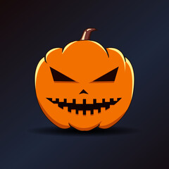 Orange Halloween pumpkin with Scary smile for Happy Halloween Vector illustration