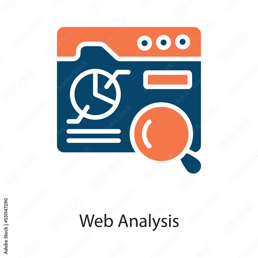 Poster web analysis solid vector icon design illustration on white background. eps 10 file