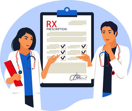 Rx medical prescription. Doctors writes medical prescription. 