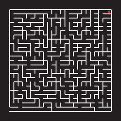 White vector maze isolated on black background. 